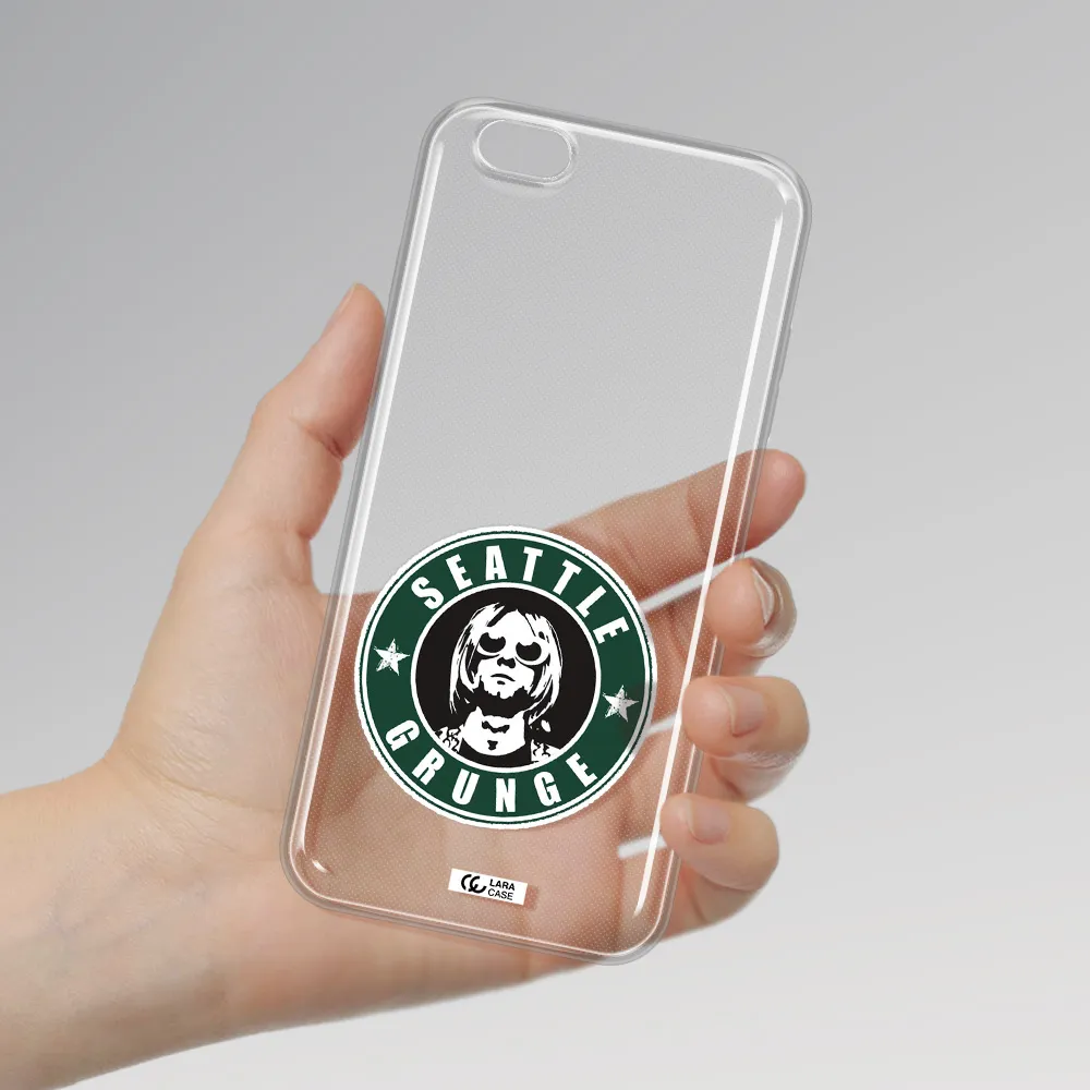 a logo with a man wearing sunglasses Apple iPhone 6S Clear TPU Case