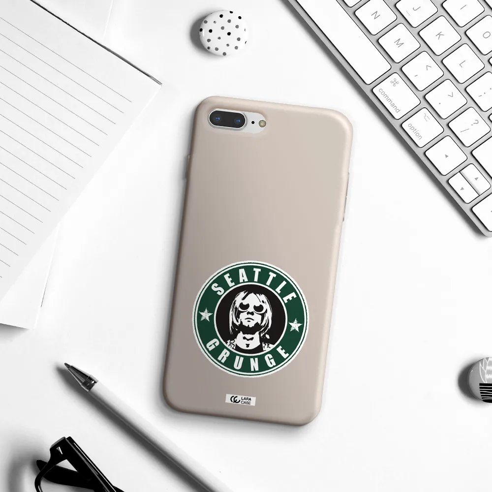 a logo with a man wearing sunglasses Apple iPhone 7 plus Silicone Stone Case