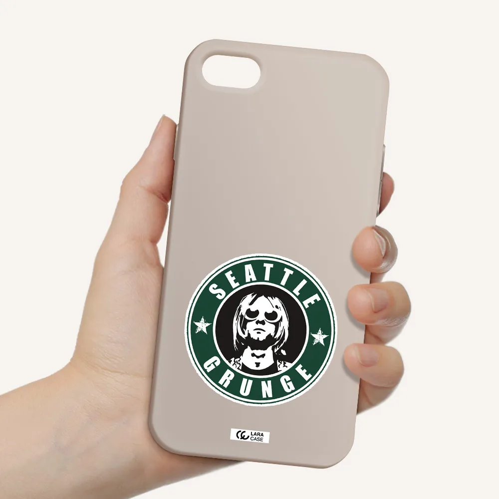 a logo with a man wearing sunglasses Apple iPhone 7 Silicone Stone Case