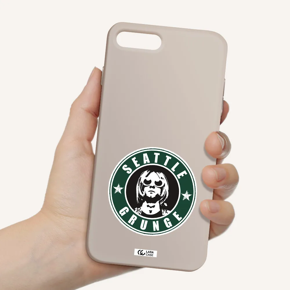 a logo with a man wearing sunglasses Apple iPhone 8 plus Silicone Stone Case