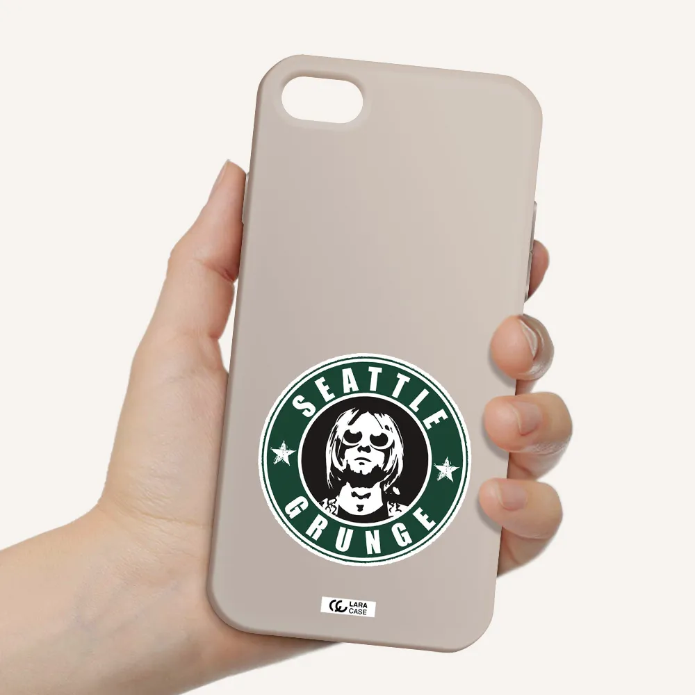 a logo with a man wearing sunglasses Apple iPhone 8 Silicone Stone Case