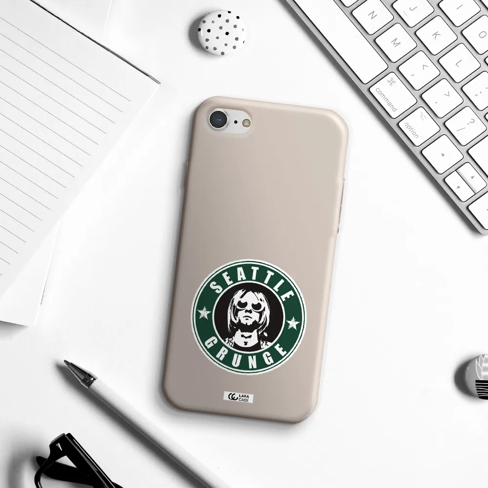 a logo with a man wearing sunglasses Apple iPhone 8 Silicone Stone Case