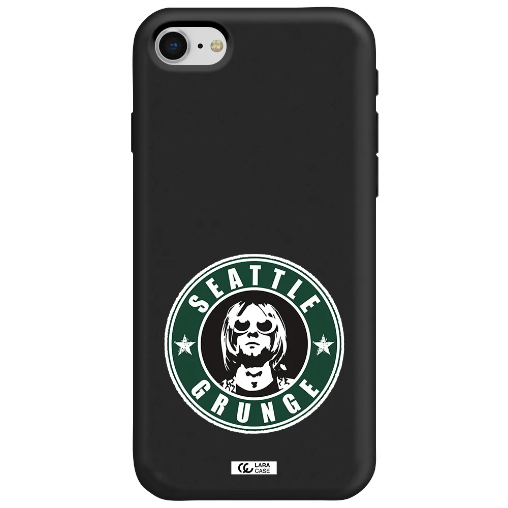 a logo with a man wearing sunglasses Apple iPhone se 2020 Silicone black Case