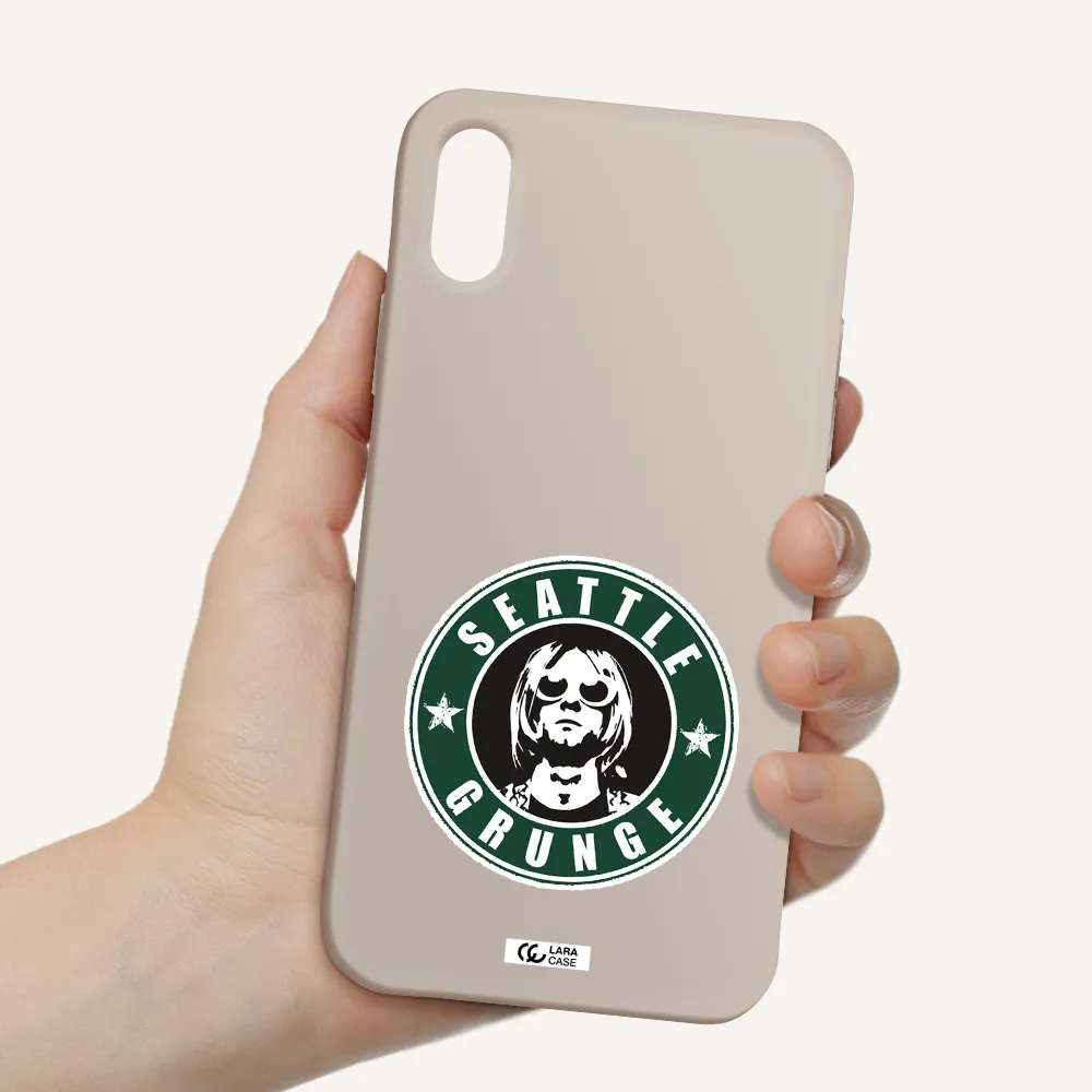 a logo with a man wearing sunglasses Apple iPhone X Silicone Stone Case