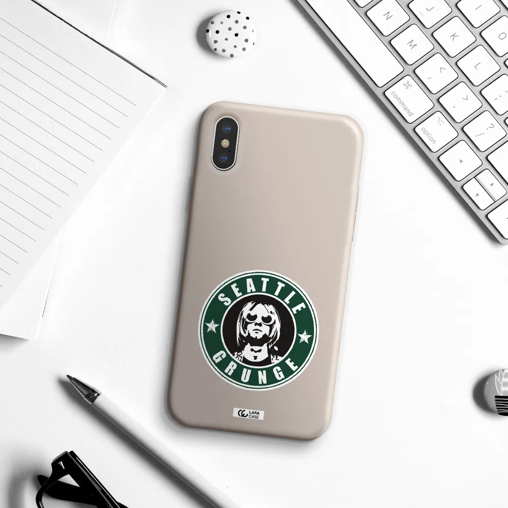 a logo with a man wearing sunglasses Apple iPhone X Silicone Stone Case