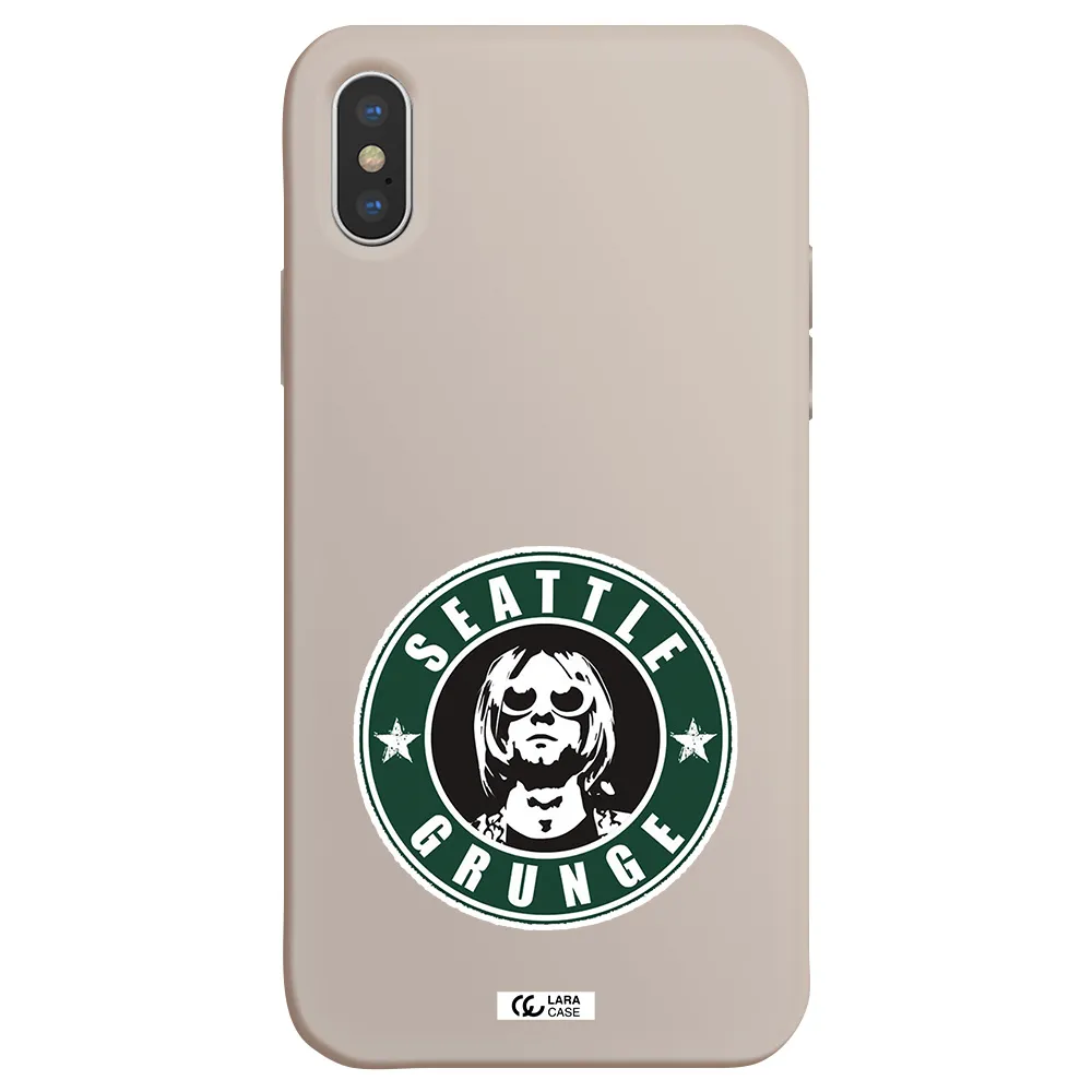 a logo with a man wearing sunglasses Apple iPhone XS Silicone Stone Case