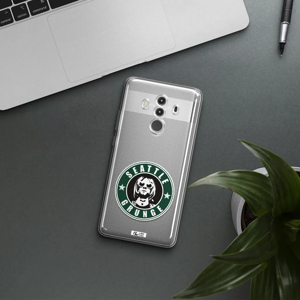 a logo with a man wearing sunglasses Huawei Mate 10 Clear TPU Case