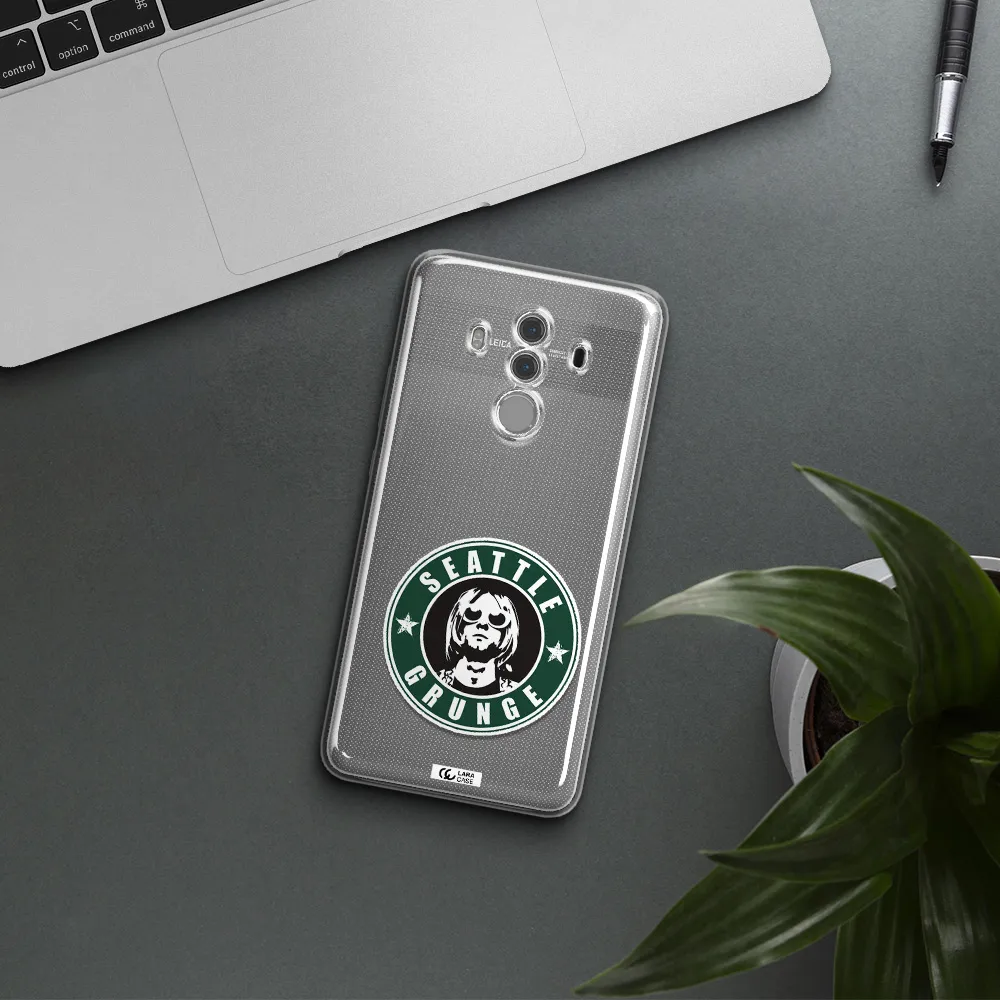 a logo with a man wearing sunglasses Huawei Mate 10 Pro Clear TPU Case