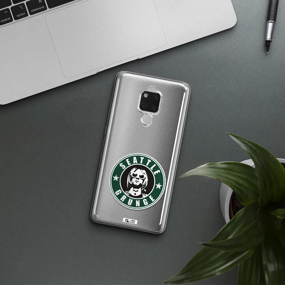 a logo with a man wearing sunglasses Huawei Mate 20X Clear TPU Case