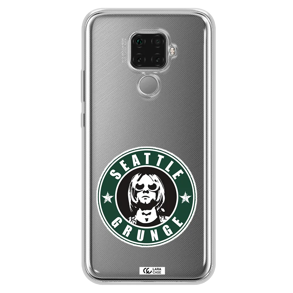 a logo with a man wearing sunglasses Huawei Mate 30 Lite Clear TPU Case