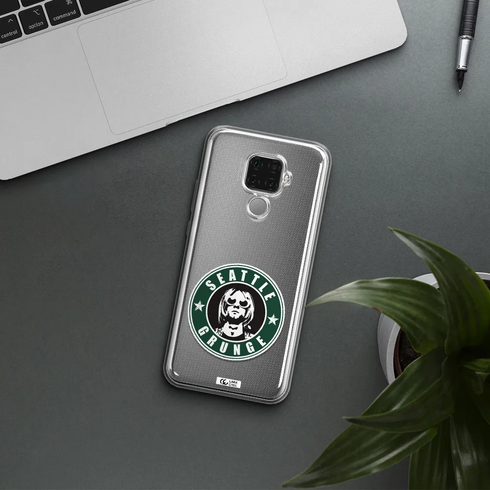 a logo with a man wearing sunglasses Huawei Mate 30 Lite Clear TPU Case