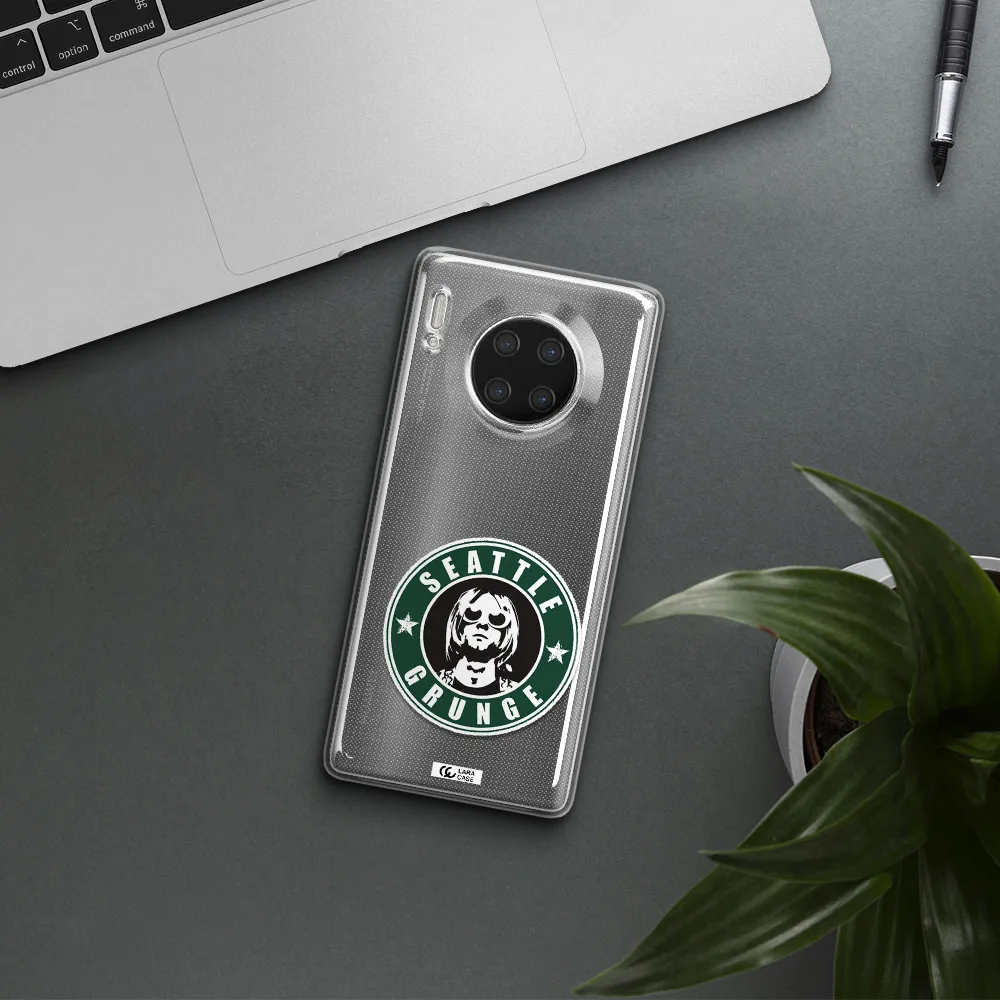 a logo with a man wearing sunglasses Huawei Mate 30 Pro Clear TPU Case