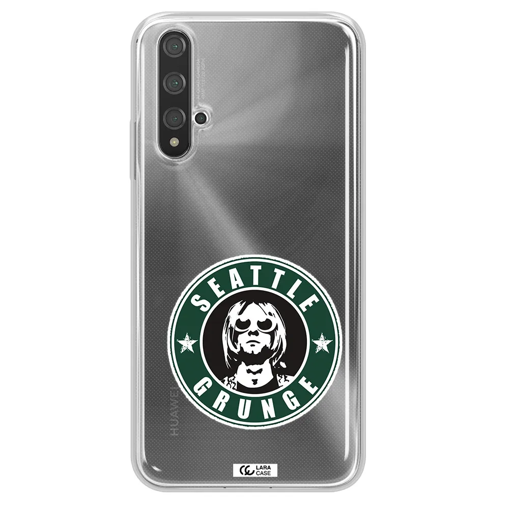 a logo with a man wearing sunglasses Huawei Nova 5t Clear TPU Case