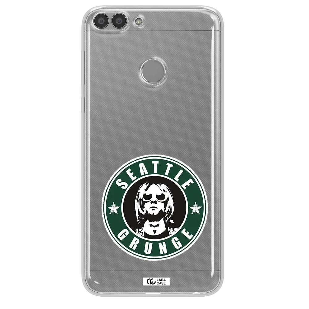 a logo with a man wearing sunglasses Huawei P Smart 2017 Clear TPU Case