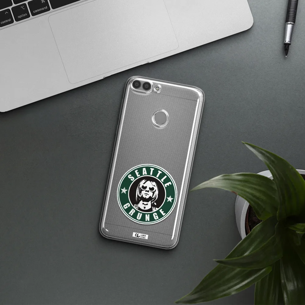 a logo with a man wearing sunglasses Huawei P Smart 2017 Clear TPU Case