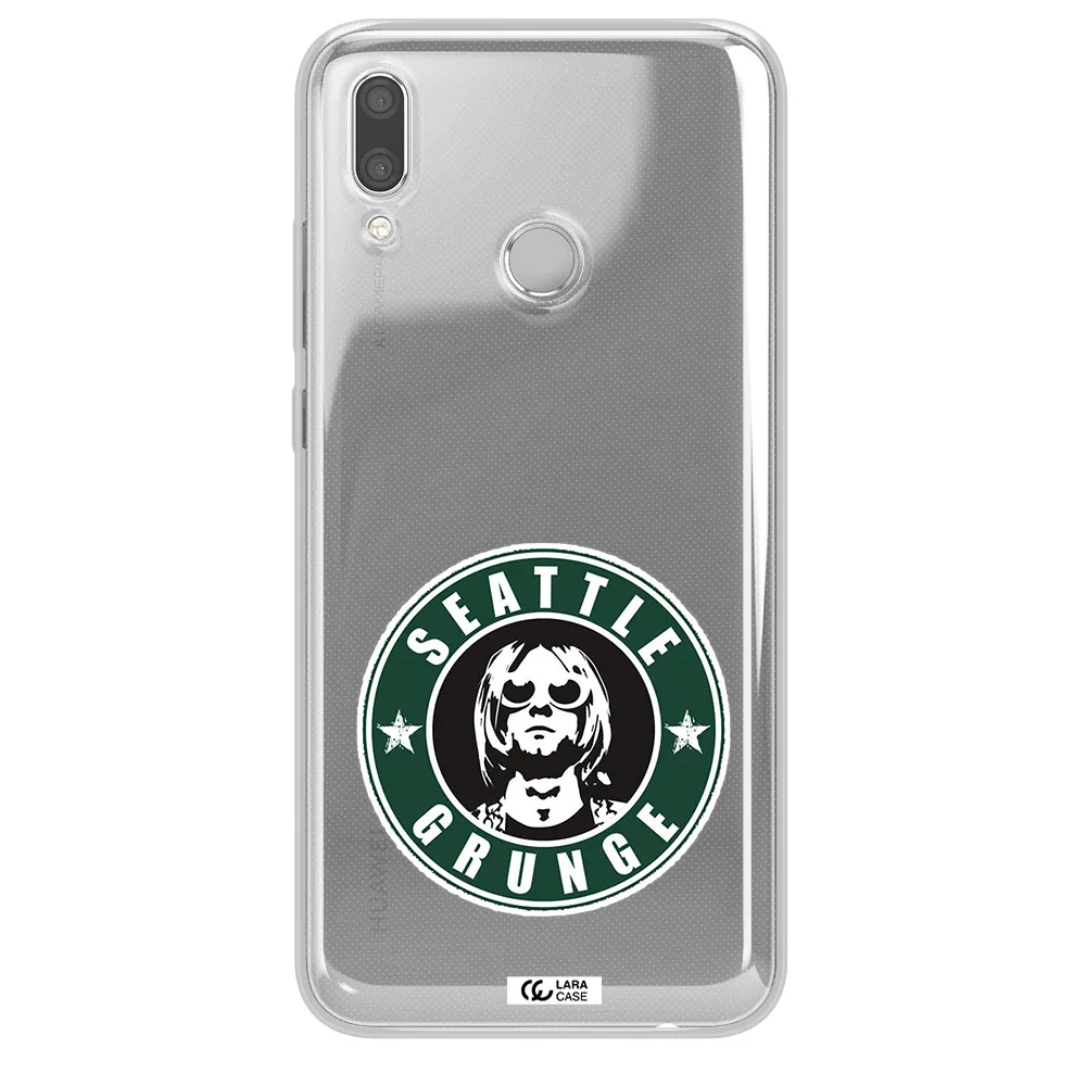 a logo with a man wearing sunglasses Huawei P Smart 2019 Clear TPU Case