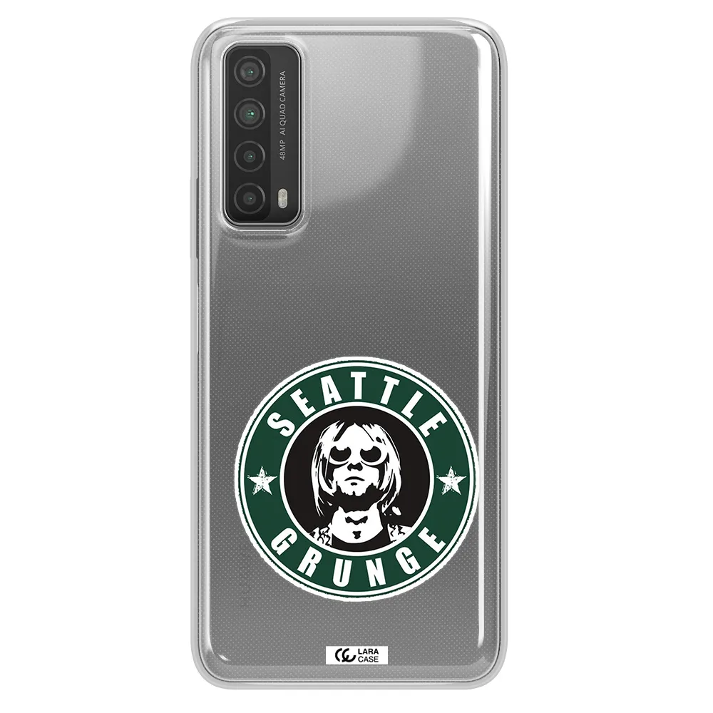 a logo with a man wearing sunglasses Huawei P Smart 2021 Clear TPU Case