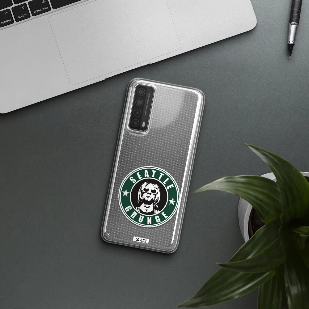 a logo with a man wearing sunglasses Huawei P Smart 2021 Clear TPU Case