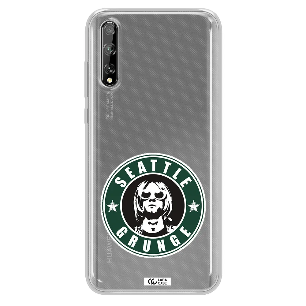a logo with a man wearing sunglasses Huawei P Smart S Clear TPU Case