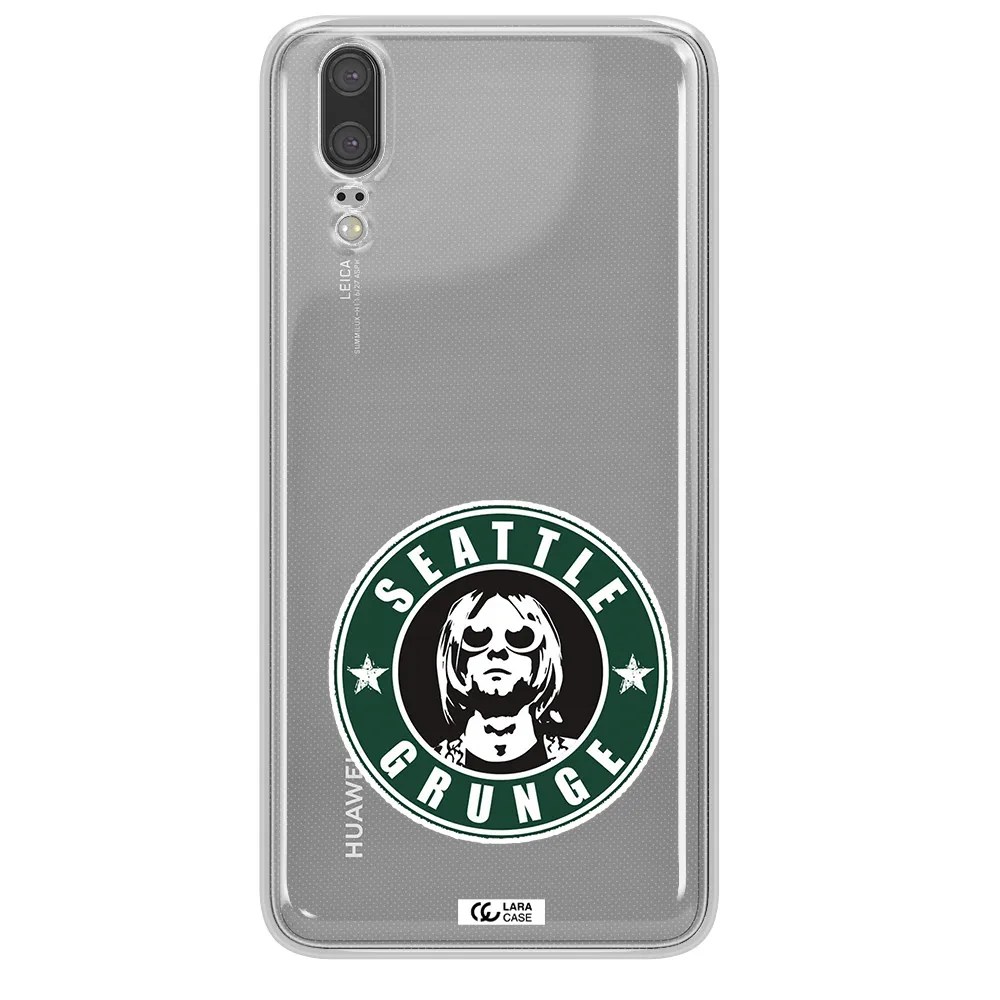 a logo with a man wearing sunglasses Huawei P20 Clear TPU Case