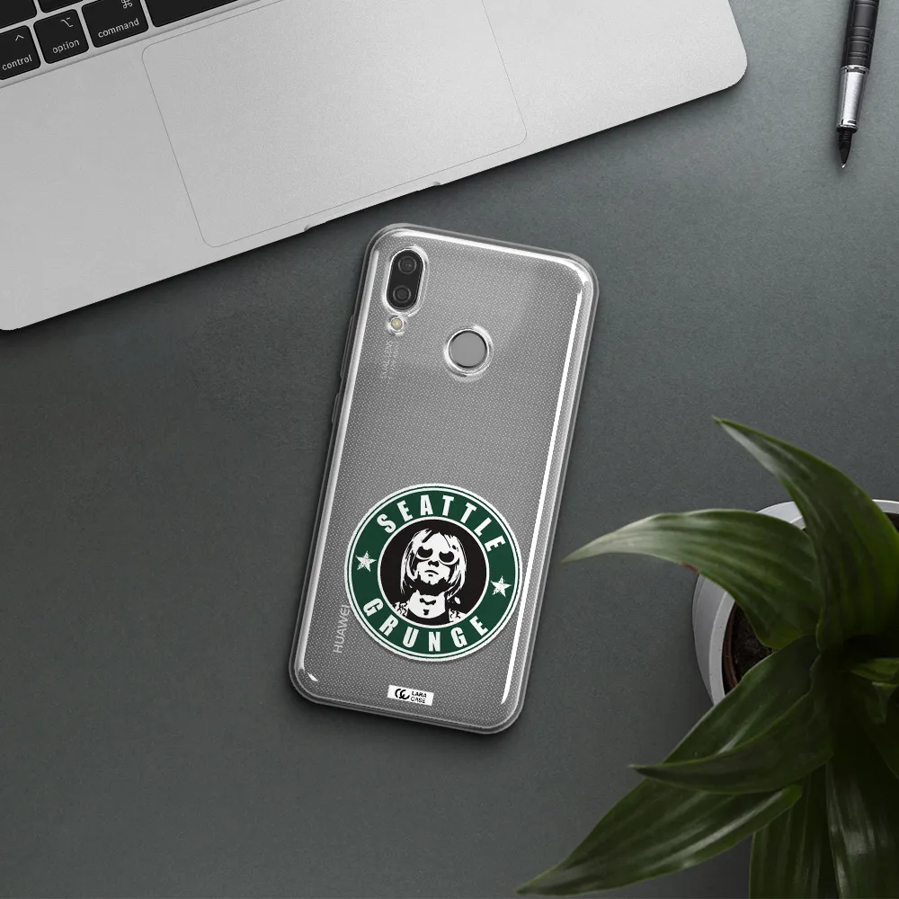 a logo with a man wearing sunglasses Huawei P20 Lite Clear TPU Case