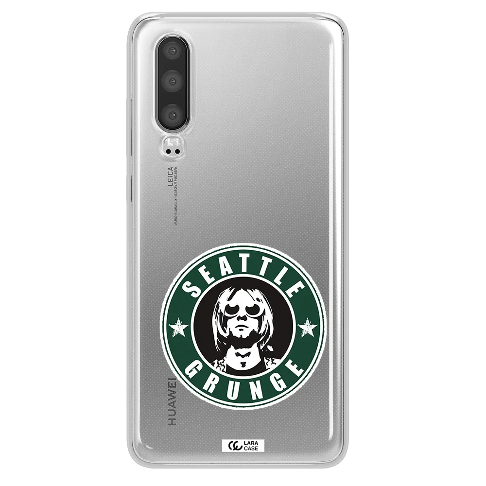 a logo with a man wearing sunglasses Huawei P30 Clear TPU Case