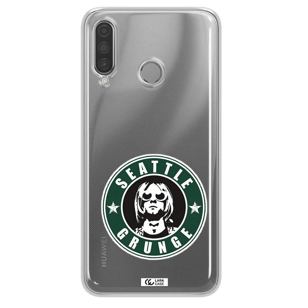 a logo with a man wearing sunglasses Huawei P30 Lite Clear TPU Case