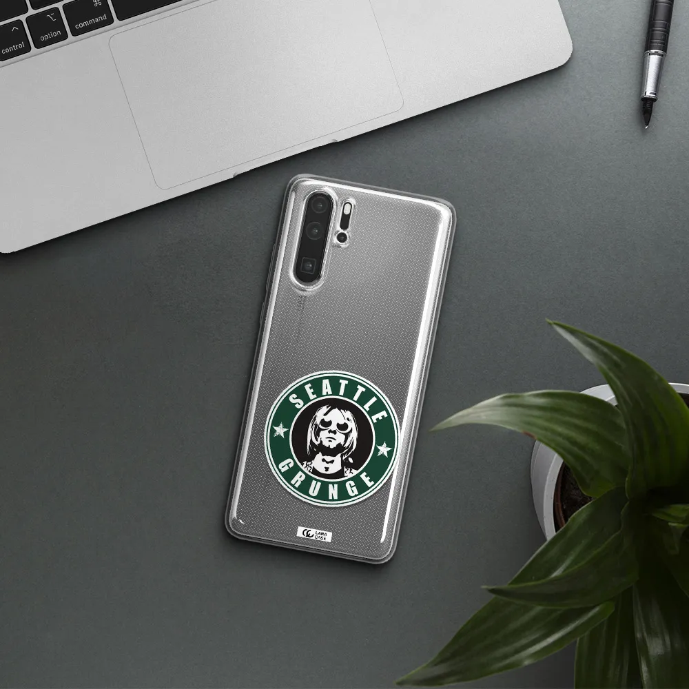 a logo with a man wearing sunglasses Huawei P30 Pro Clear TPU Case
