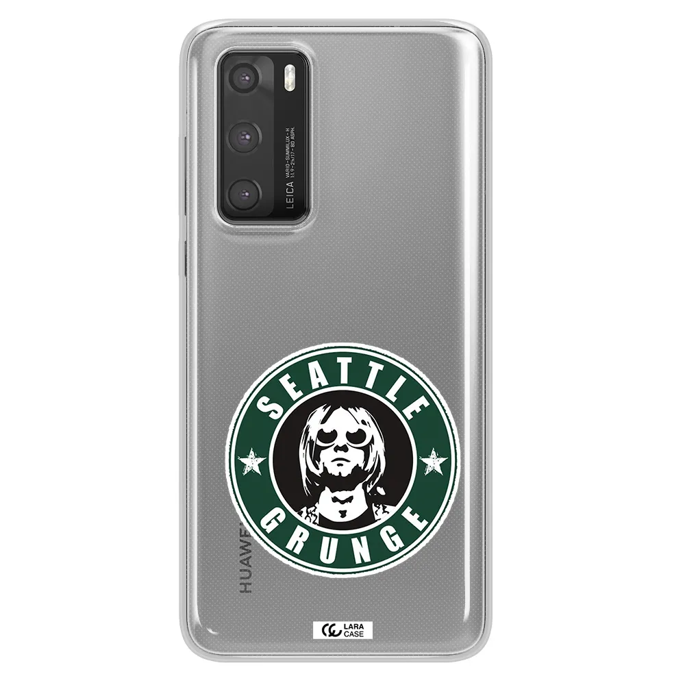 a logo with a man wearing sunglasses Huawei P40 Clear TPU Case