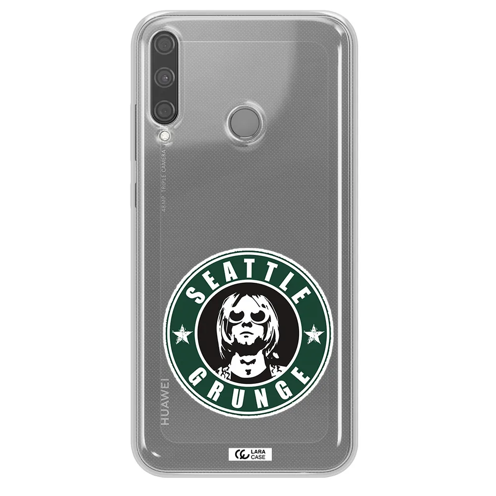 a logo with a man wearing sunglasses Huawei P40 Lite E Clear TPU Case