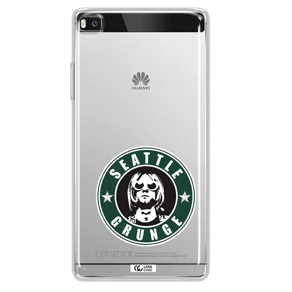 a logo with a man wearing sunglasses Huawei P8 Clear TPU Case