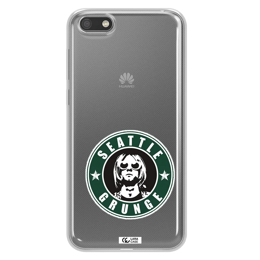 a logo with a man wearing sunglasses Huawei Y5 2018 Clear TPU Case