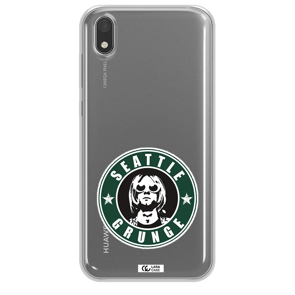 a logo with a man wearing sunglasses Huawei Y5 2019 Clear TPU Case