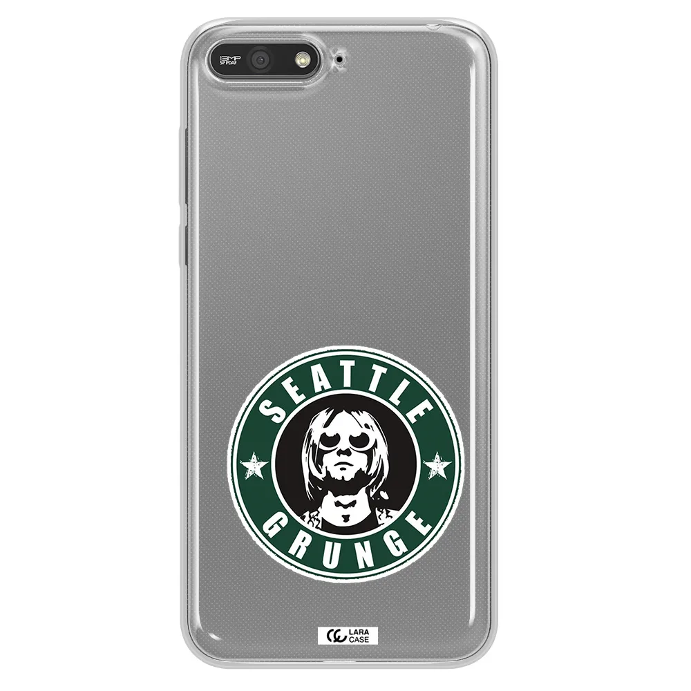 a logo with a man wearing sunglasses Huawei Y6 2018 Clear TPU Case