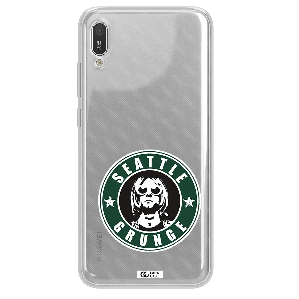 a logo with a man wearing sunglasses Huawei Y6 Pro 2019 Clear TPU Case