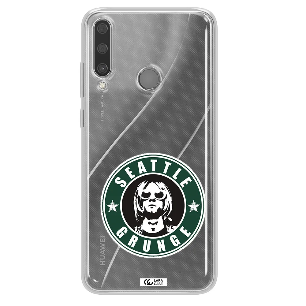 a logo with a man wearing sunglasses Huawei Y6P Clear TPU Case