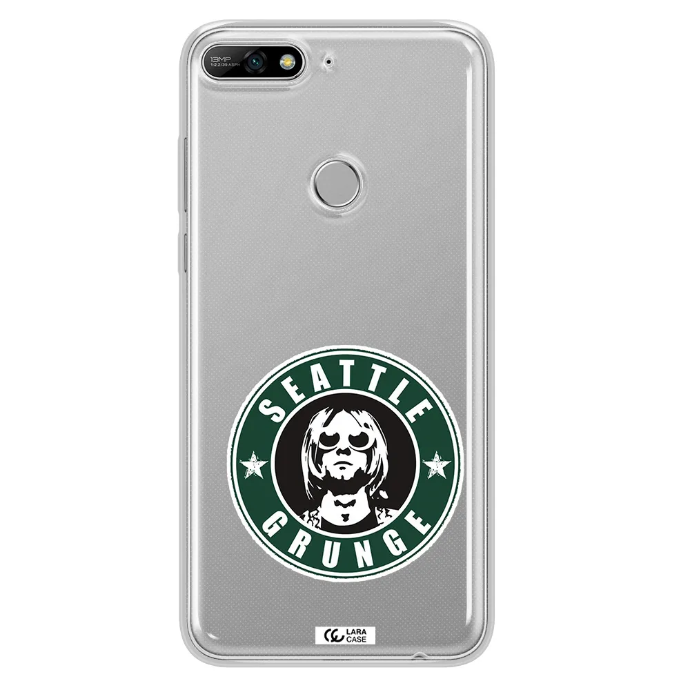 a logo with a man wearing sunglasses Huawei Y7 2018 Clear TPU Case