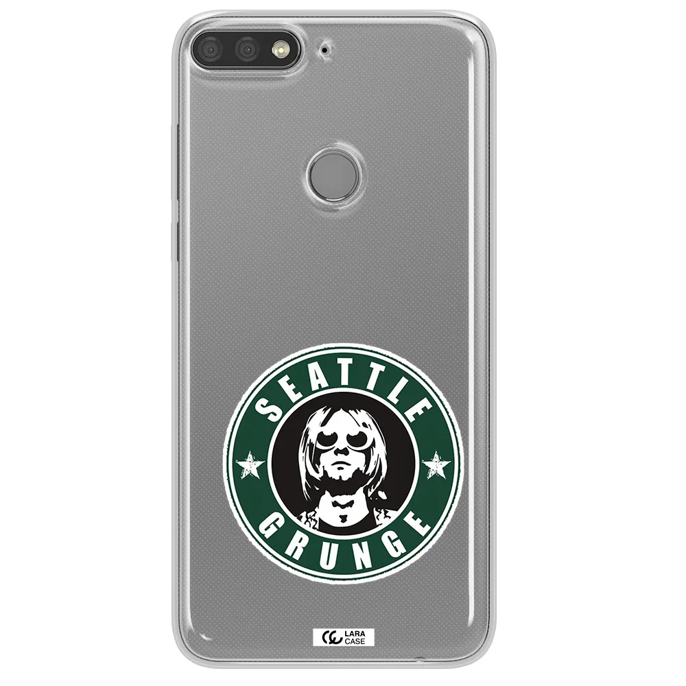 a logo with a man wearing sunglasses Huawei Y7 Prime 2018 Clear TPU Case