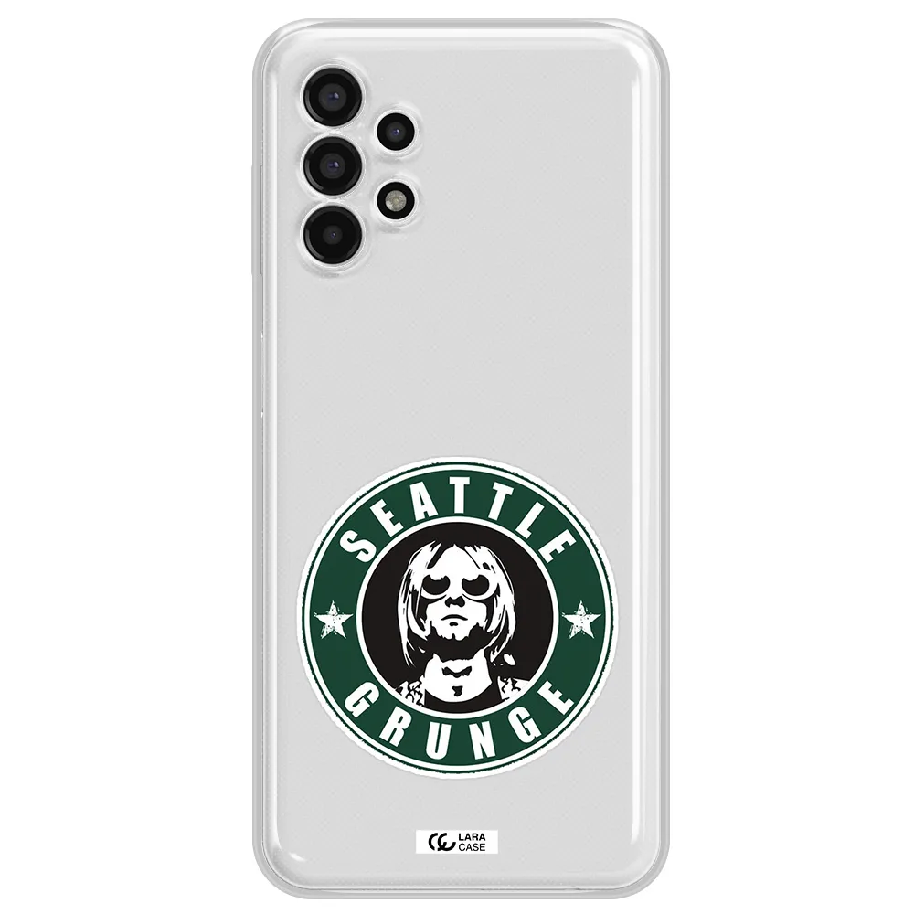 a logo with a man wearing sunglasses Samsung A13 4g Clear TPU Case