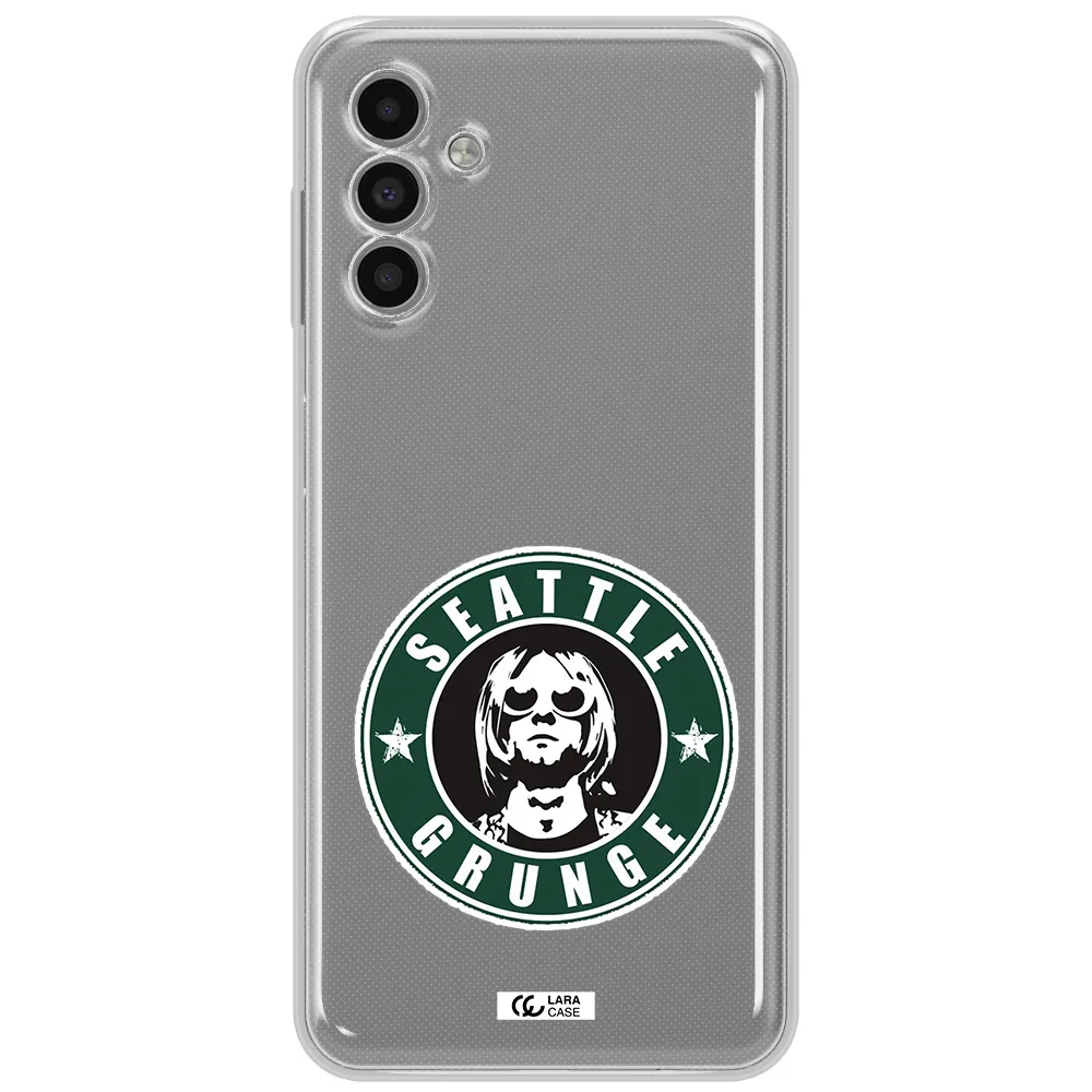 A Logo With A Man Wearing Sunglasses Samsung A13 5G Clear Tpu Case