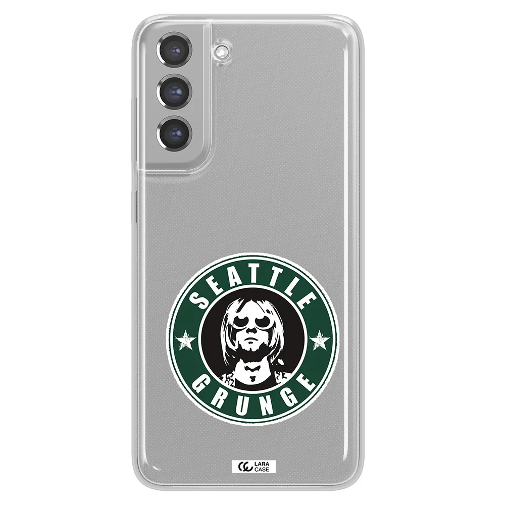 a logo with a man wearing sunglasses Samsung A21 Fe Clear TPU Case