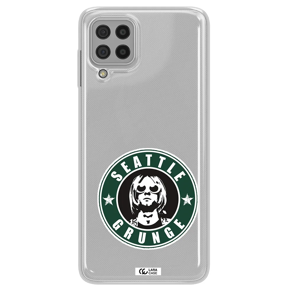 a logo with a man wearing sunglasses Samsung A22 4g Clear TPU Case