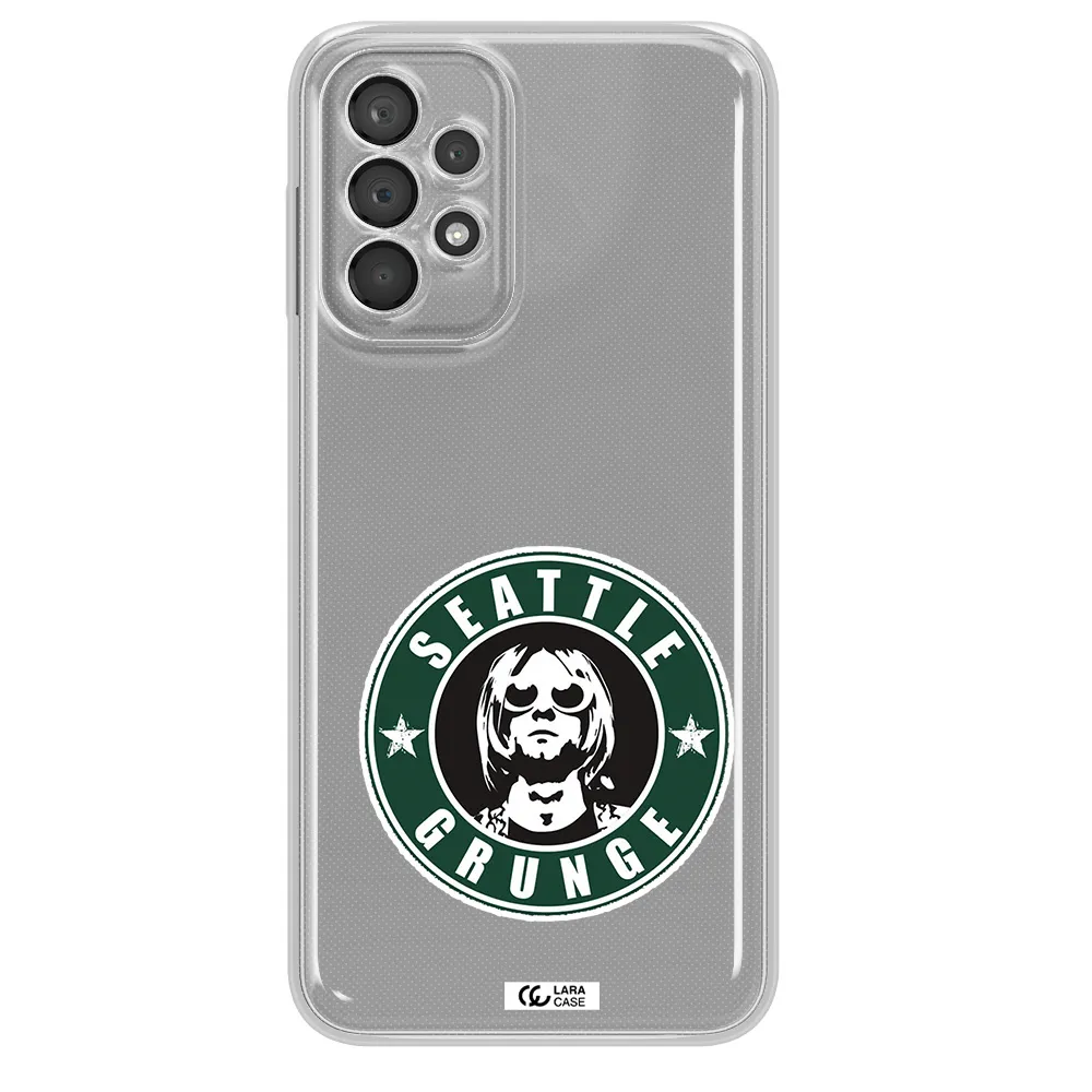 A Logo With A Man Wearing Sunglasses Samsung A23 5G Clear Tpu Case