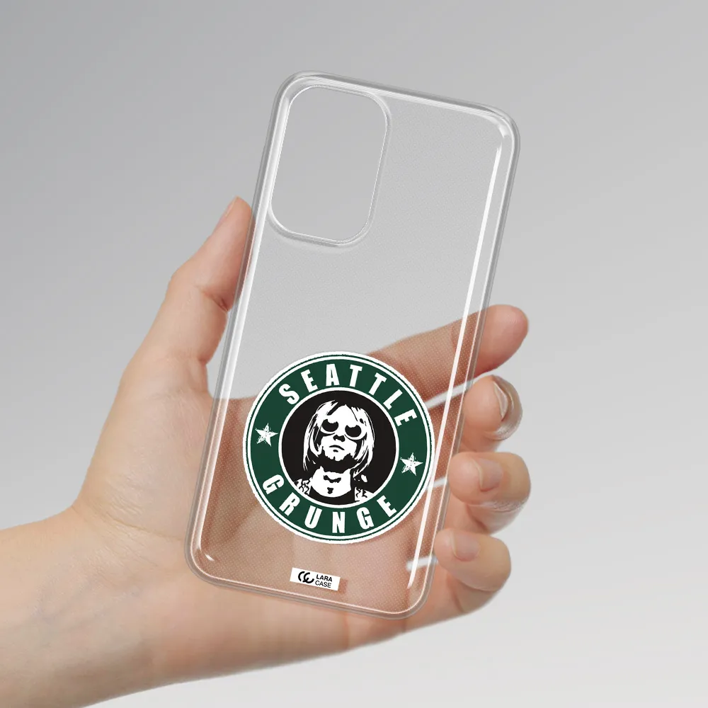 a logo with a man wearing sunglasses Samsung A33 Clear TPU Case