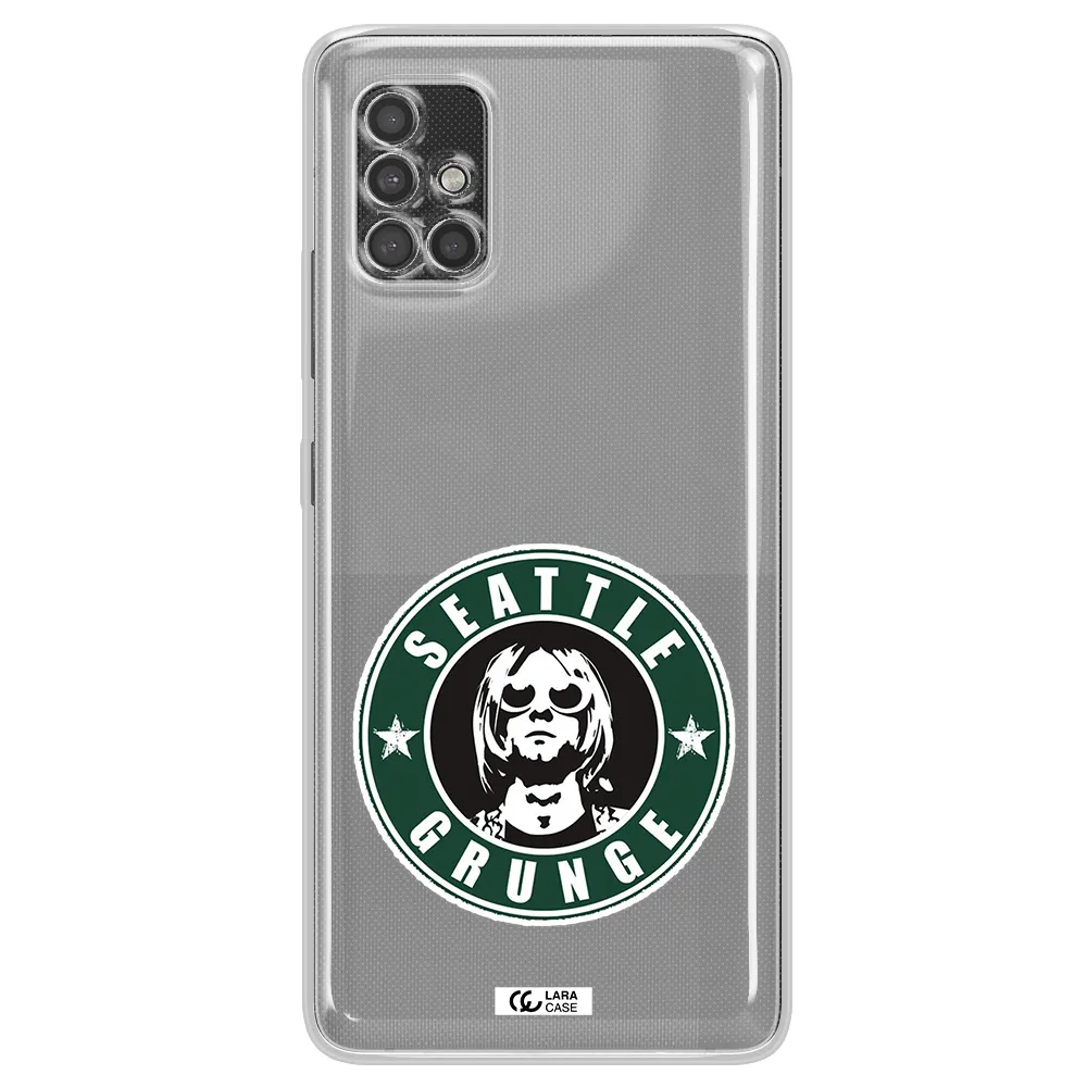 A Logo With A Man Wearing Sunglasses Samsung A40S Clear Tpu Case