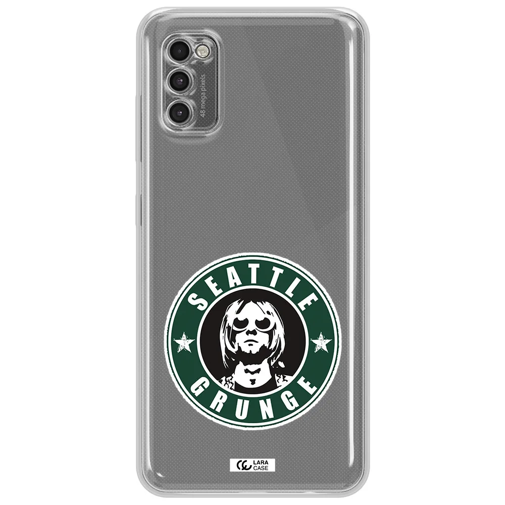 A Logo With A Man Wearing Sunglasses Samsung A41 Clear Tpu Case