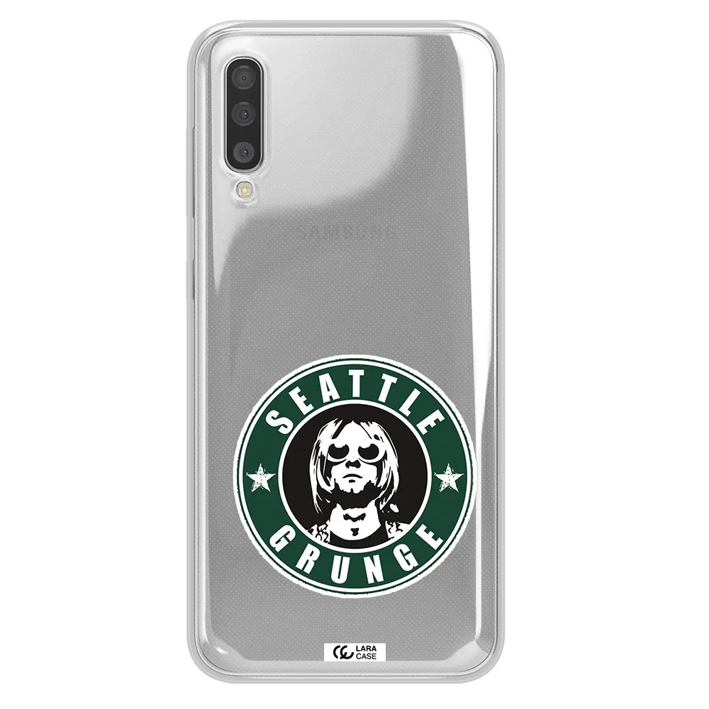 A Logo With A Man Wearing Sunglasses Samsung A50S Clear Tpu Case