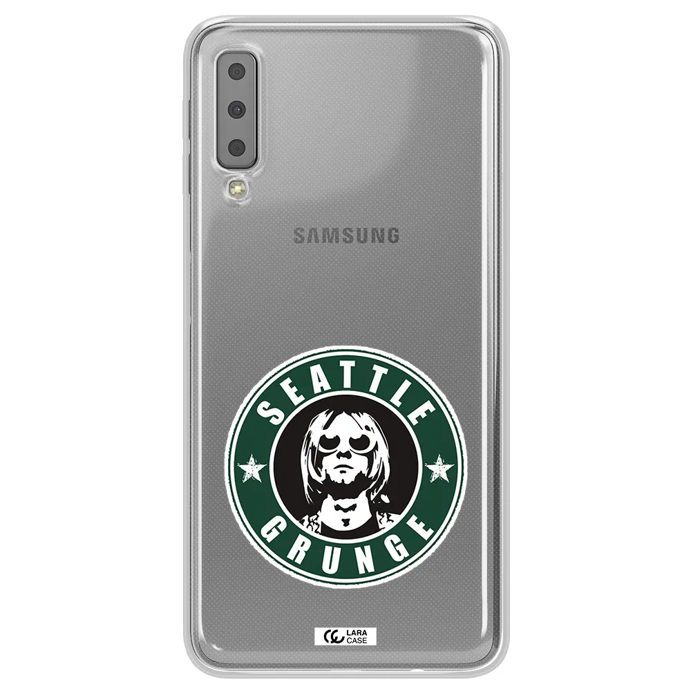 a logo with a man wearing sunglasses Samsung A7 2018 Clear TPU Case