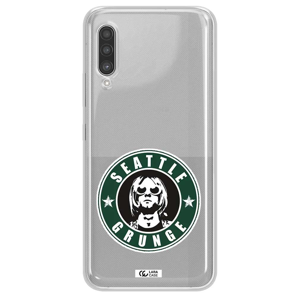 a logo with a man wearing sunglasses Samsung A90 Clear TPU Case