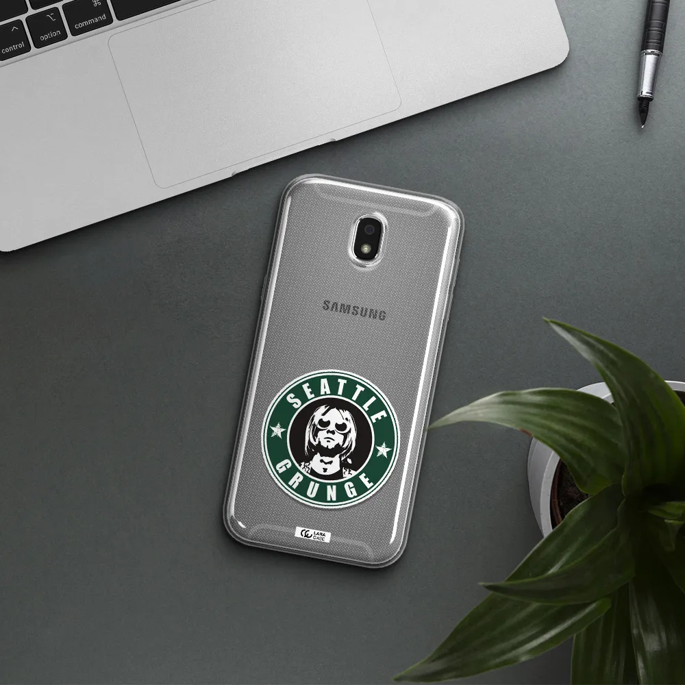 a logo with a man wearing sunglasses Samsung J5 2017 Clear TPU Case